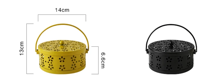 Домашний духи-саше металлическая коробка с выемкой, Москитная Катушка, подставка из сандалового дерева с крышкой ручки, безопасный органайзер для дыма, желтый, черный