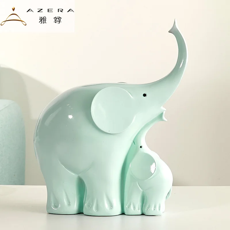 

creative resin elephant statue home decor crafts room decoration Mother and child elephant ornament study resin animal figurines