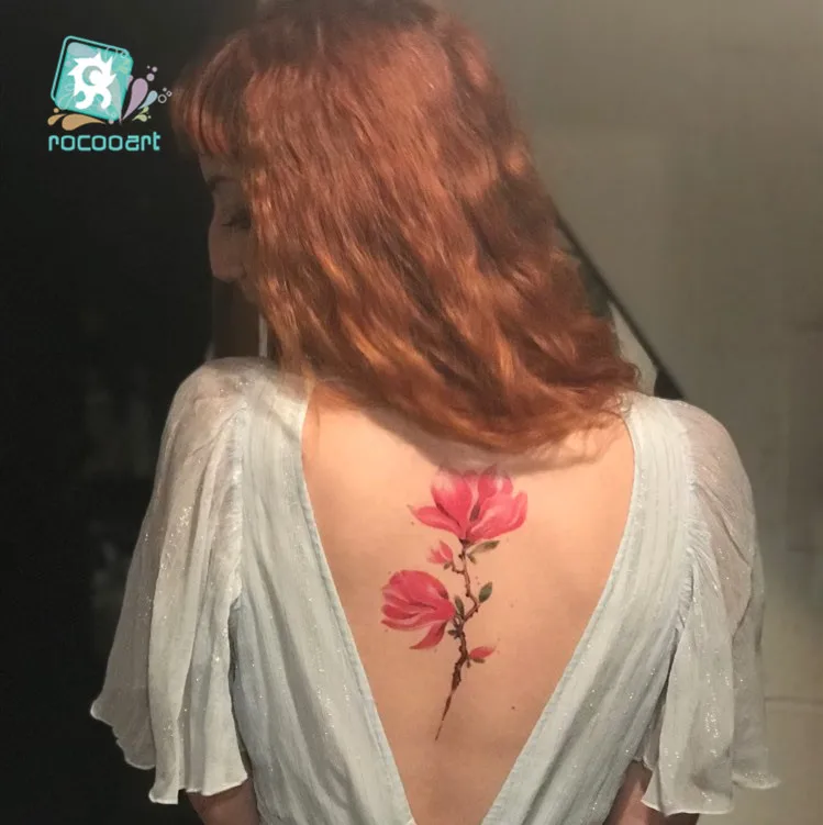 

Flower Temporary Tattoos for Women back Tattoo Sticker Fashion Sexy Body Art Waterproof Arm Fake Tatoo Sticker 21X10cm