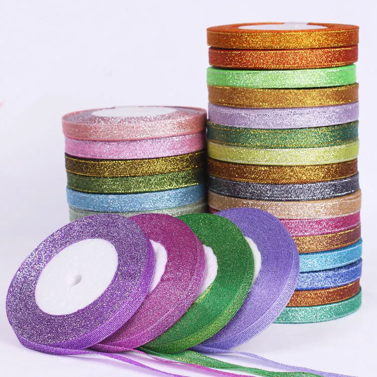 25 Yards 3/8" 10mm Glitter Ribbons Bows Bling Wedding Gift Packing Craft Decors 