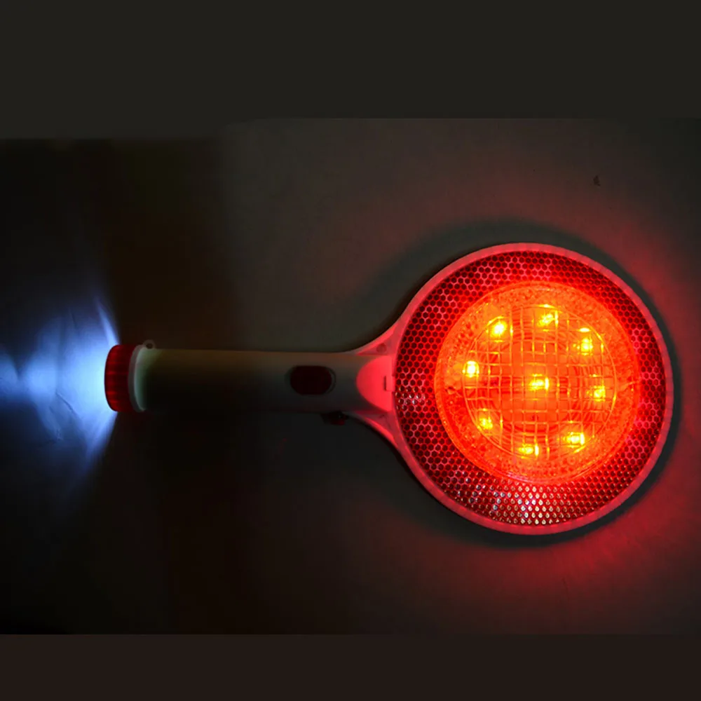 Two Way Rechargeable Handheld LED Traffic Sign Stop Light Lamp Car