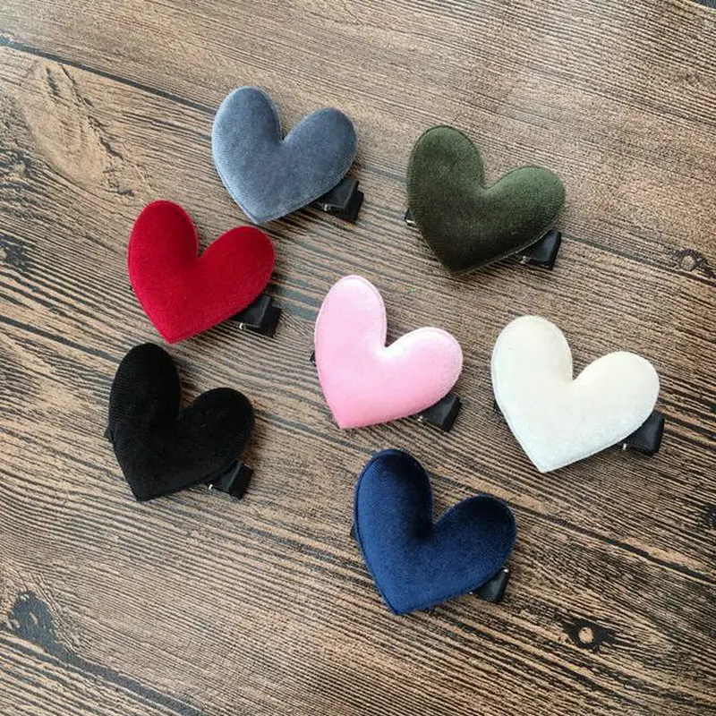 

CJ5 7Colours High-end velvet Love ribbon hair clips full cloth baby kids hairpins children girls Safety Clips Hair Accessories