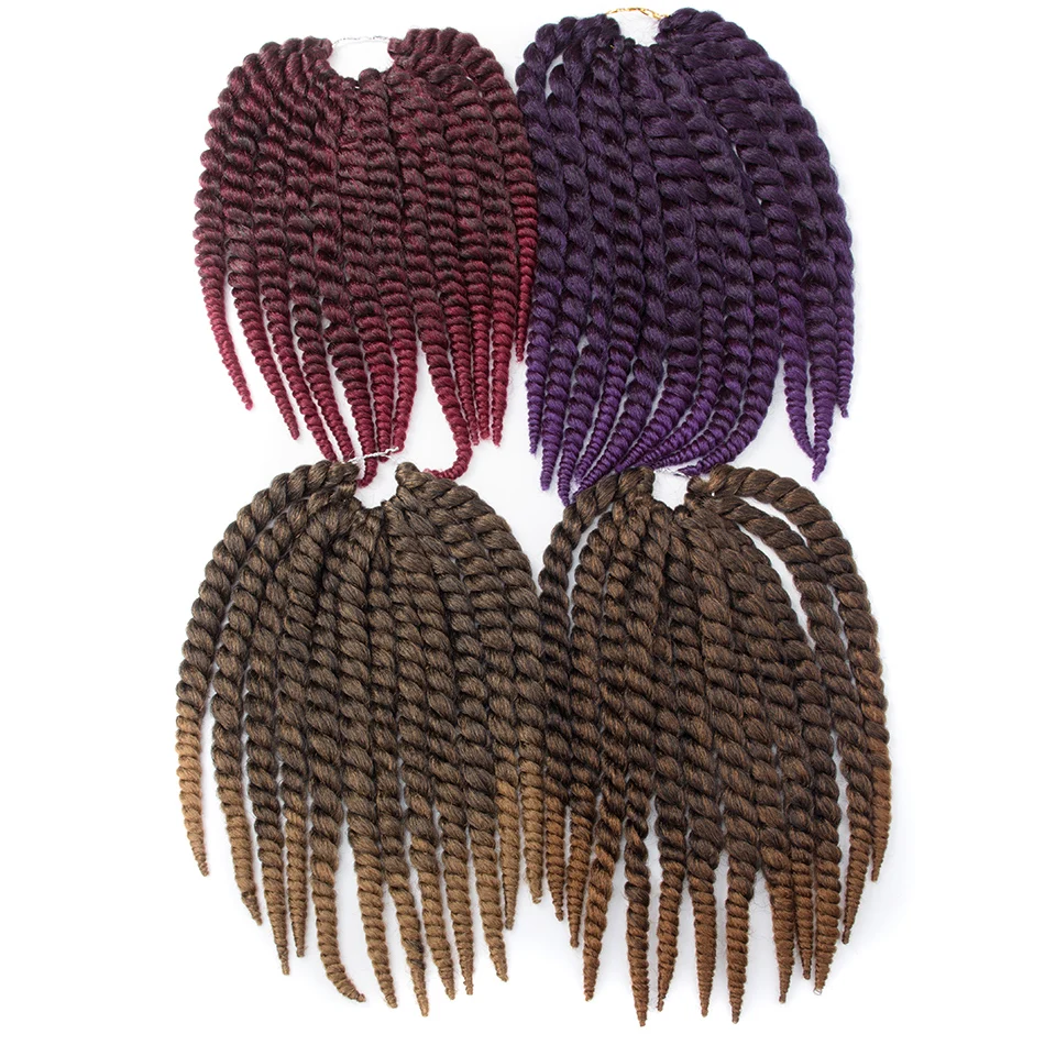 QP hair 2X Twist 12 Roots Crochet Braids 14 18 22 inch Synthetic Hair Extensions 8 Pure Colors For Women