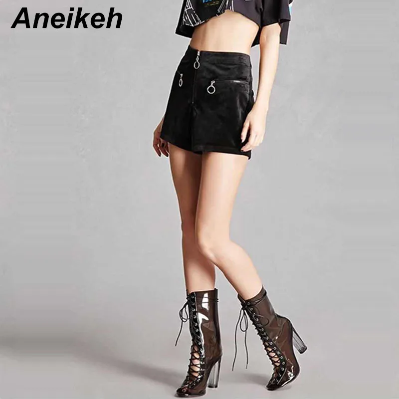 

Aneikeh Spring Women Gladiator Sandals PVC Clear Block High Heel Transparent Boots Lace Up High Top Bootie Pumps Summer Shoes