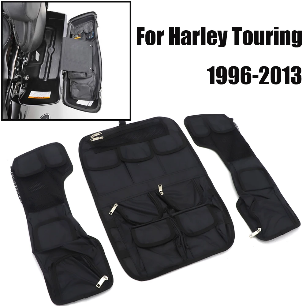 

Motorcycle Black Hard Saddlemen Saddlebag Tour Pak Lid Organizer Internal Bag Set For Harley Touring Models 1993-2013