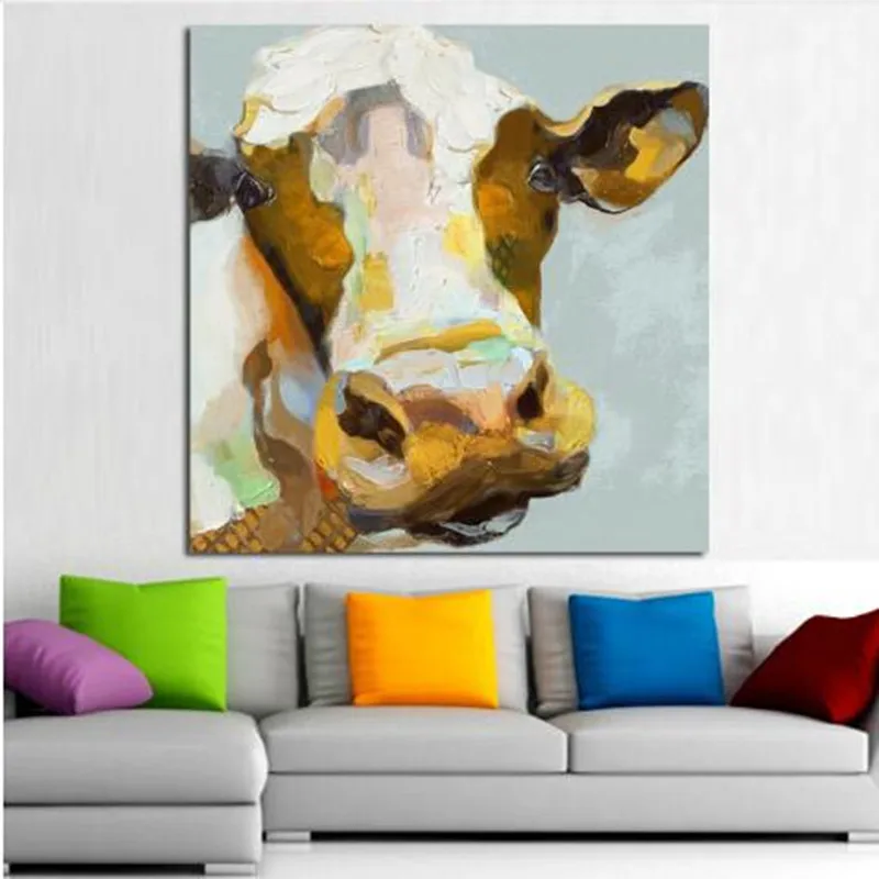 

Home Wall Art Pictures Handmade Abstract Animal Oil Painting On Canvas Handpainted Knife Pallete Cow Paintings For Living Room