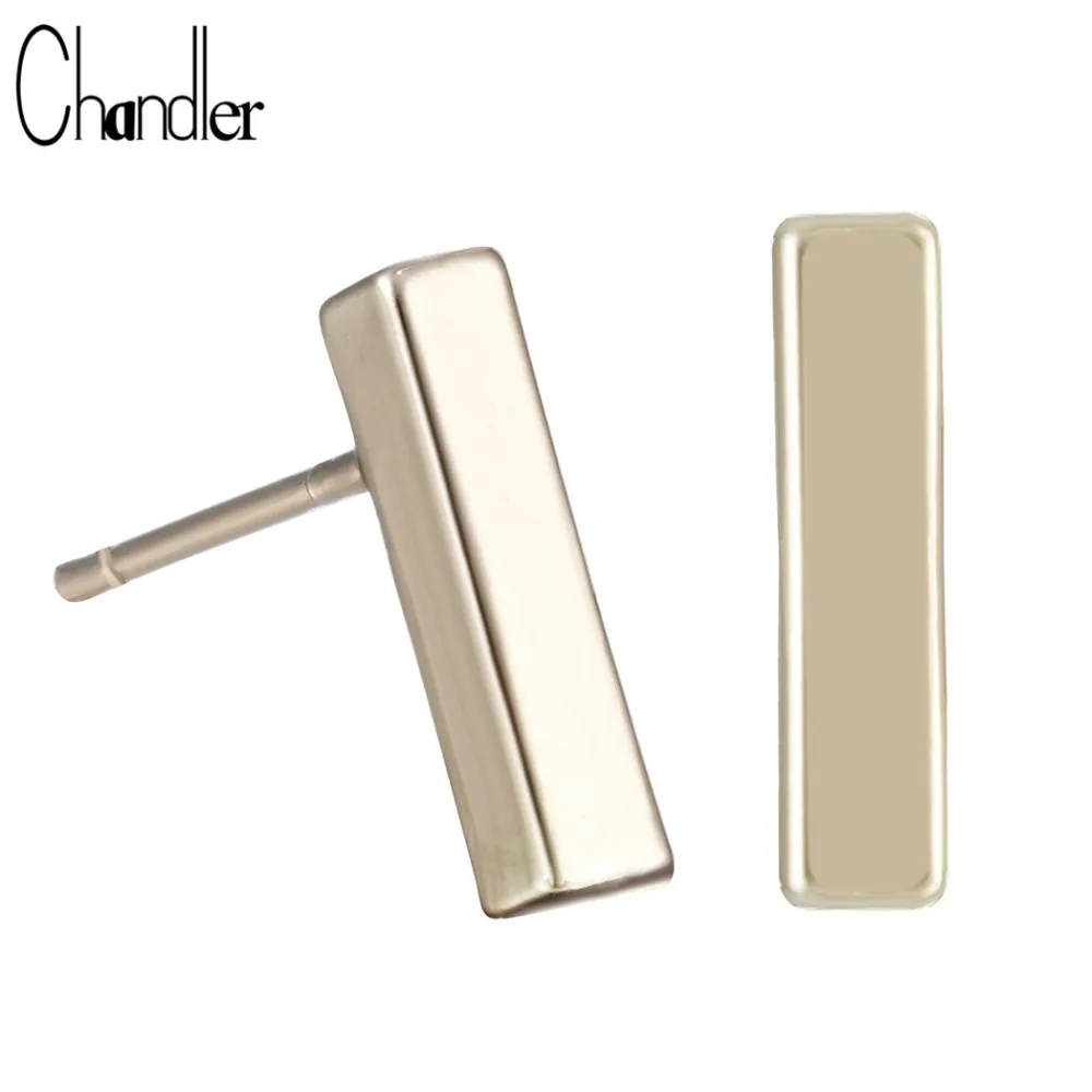 

2017 New Arrival T Bar Stud Earrings For Women Stainless Steel Square Bar Simple Wedding Geometric Polished Piercing Earrings