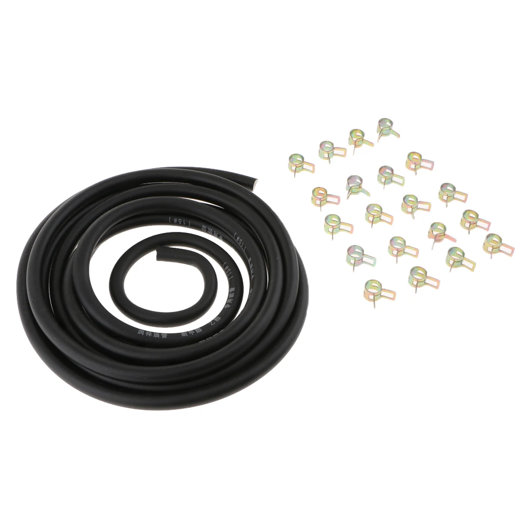 3meters 1/4'' Vacuum Spring Fuel Oil Water CPU Hose Clip Pipe Tube with 20Pieces 2/5'' Hose Clamps kit Easy to Install