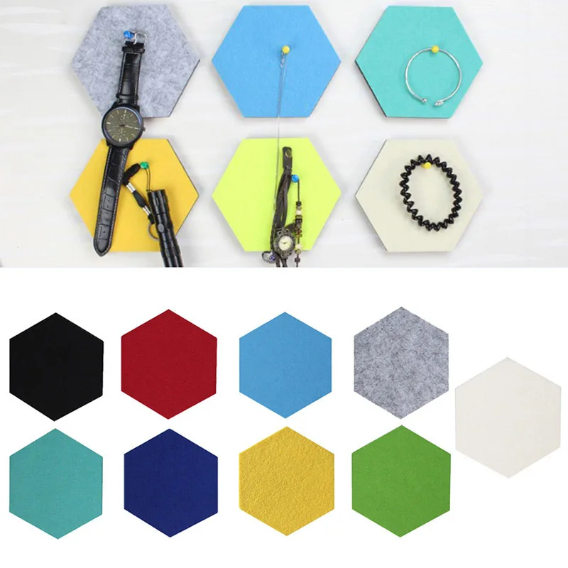 DIY 3D Hexagon Felt Wall Stickers Creative Multi Colors Self adhesive