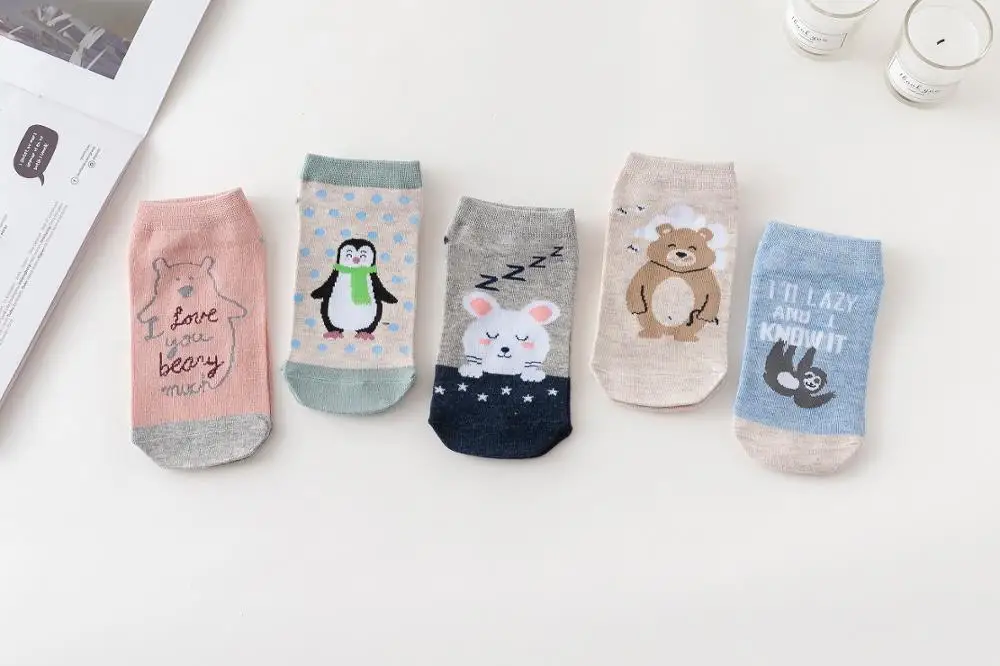

Summer socks Female Cotton Socks Lovely Soft Sprouting Bear Rabbit Monkey Animal Cartoon Socks Invisible Socks