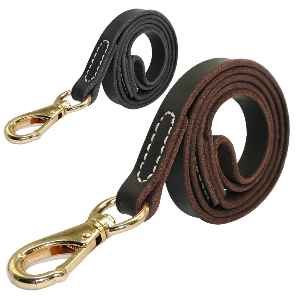 Günstige Echtes Leder Hundeleine Große Hunde Haustier Fuß Leine K9 Training Führt 110 cm Länge Breite 1,6 2,0 cm Schwarz Braun farben