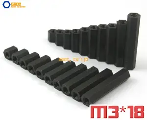 100 шт. черная нейлоновая Проставка M3 x 18 мм для материнской платы с внутренней резьбой