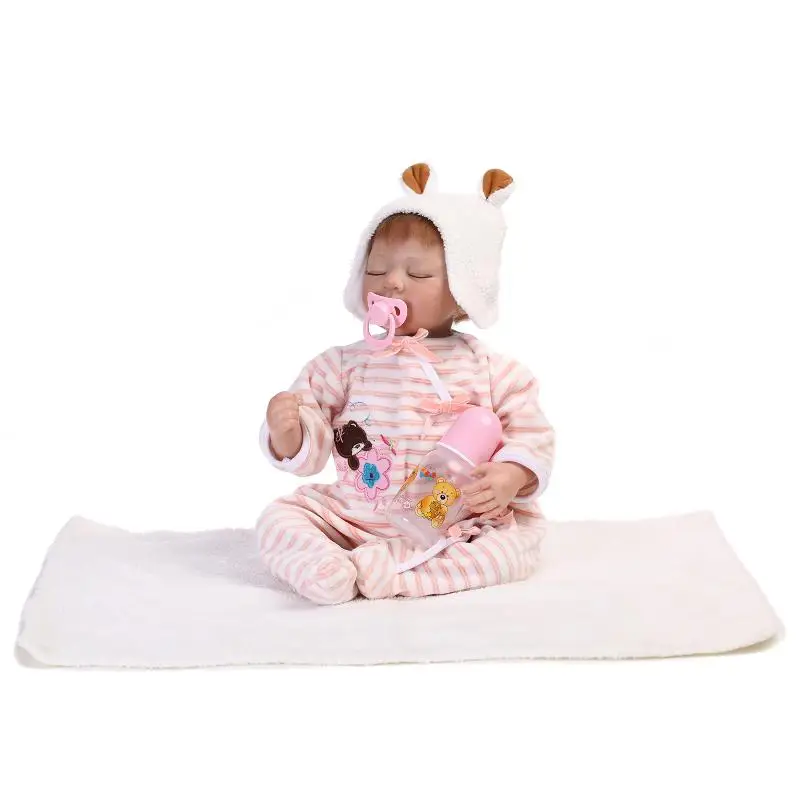 NPK Reborn Baby кукла игрушка для обучения 55 см Силиконовые Реалистичные новорожденные дети принцесса малыш Модная Кукла Bebes Brinquedo Menina - Цвет: Sleeping Dolls