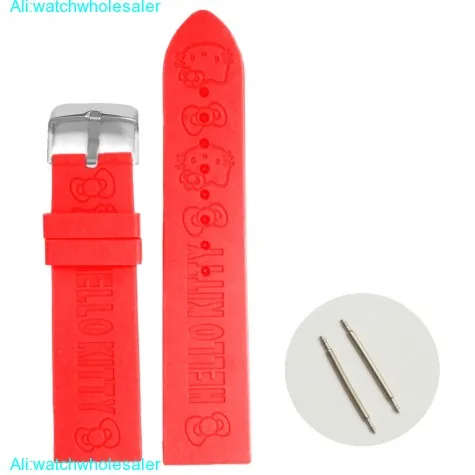 24mm Red Funny Cartoon Silicone Jelly Rubber Lady Watch Band Straps WB1085M24JB