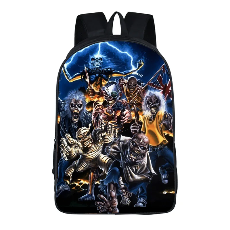Personalizar privada 2018 hombres mochila Classic Rock band skull prints mochila estudiantes bolsa de escuela para niñas niños mochila