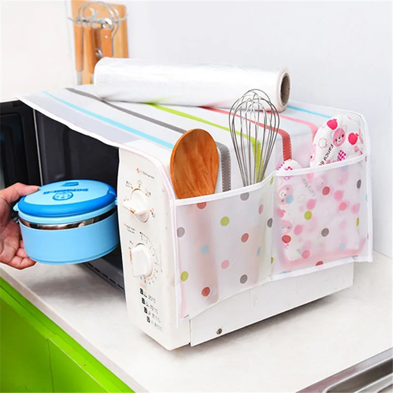 1Pc Romantic Microwave oven cover with 2 pouch dustproof cotton cloth