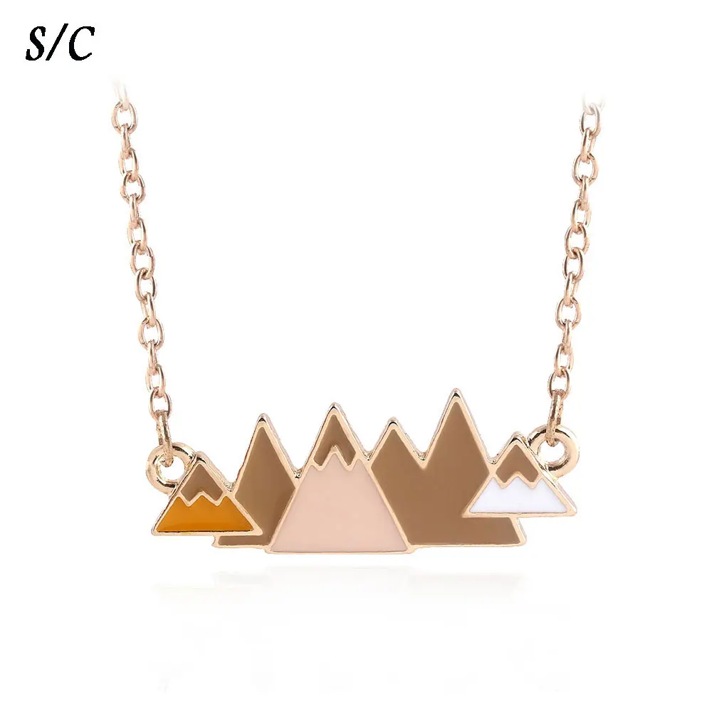 

Adventure Time Mountains Necklace Snowy Range Pendant Necklace for Women Girl Choker Travelers Jewelry Gift