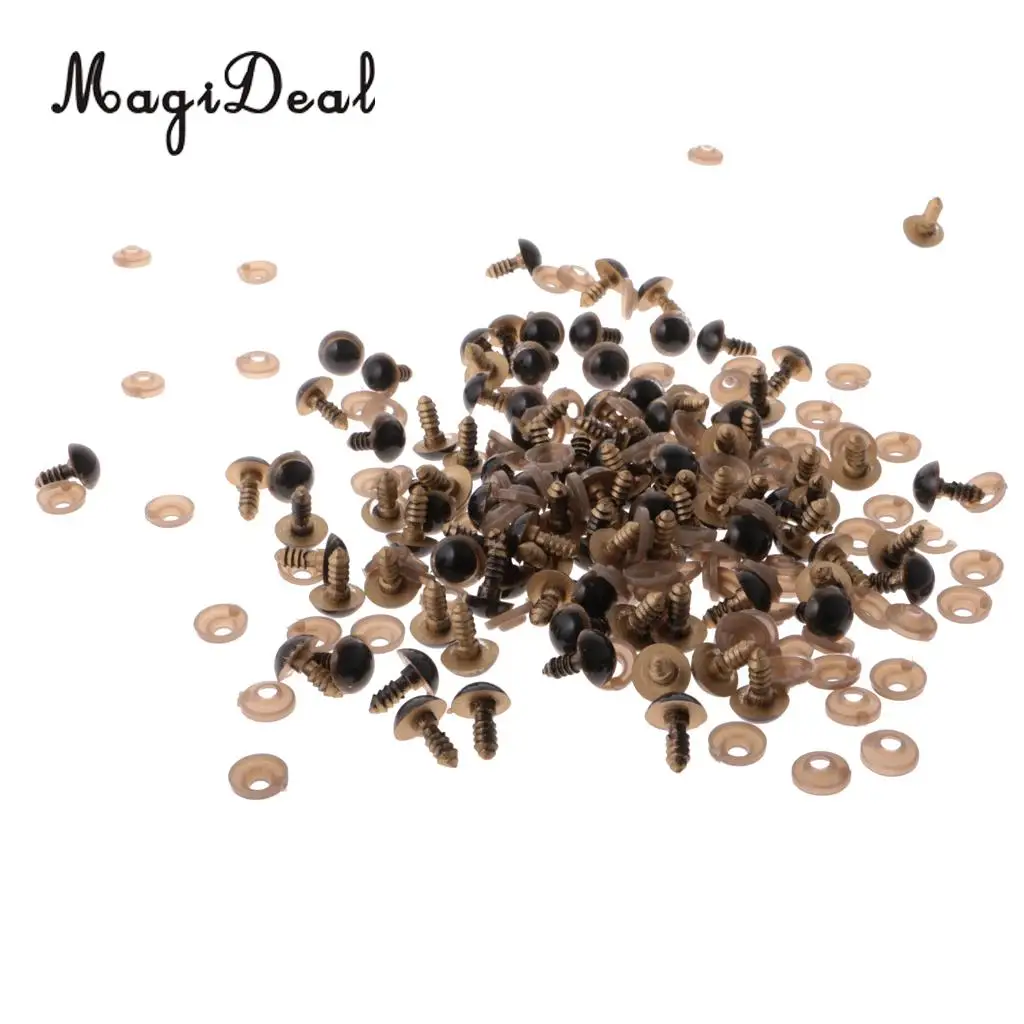 100Pcs 8-12mm Plastic Safety Screw Eyes Kit for Teddy Bear Doll Plush Animal DIY Making Accessories Toys