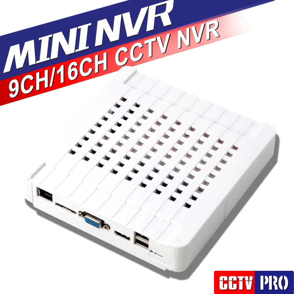 9Ch 16Ch 5.0MP/3.0MP/1080P Mini NVR VGA&HDMI Output CCTV IP Camera Recorder Onvif P2P Cloud iPhone Android View