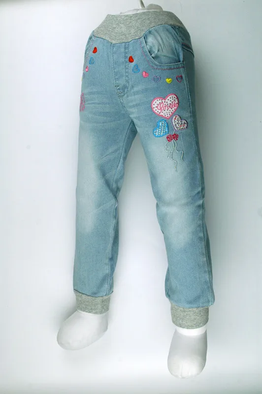 Для девочек, светло-синие джинсы 24M-6Y для подростков, детей джинсовые штаны с вышивкой со стразами милые штаны Демисезонный праздники MH9657