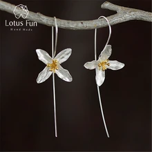 Lotus Fun реальные стерлингового серебра 925 природных ручной Ювелирные украшения Винтаж поэтический Клевер Моды Висячие серьги для Для женщин brincos