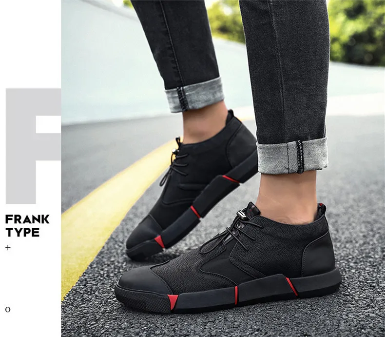 Spring New Men Shoes High Quality All Black Men's Leather Casual Shoes Fashion Breathable Sneakers Fashion Flats Casual Sneakers (11)