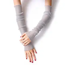 Женские летние шикарные ультра тонкие кружевные длинные перчатки шелковые анти-УФ солнцезащитные Мути-назначения ноги рукава митенки без пальцев