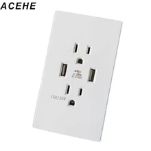 Профессиональный двойной USB настенное зарядное устройство док-розетка электрическая розетка панель пластина Белый США Тип вилки