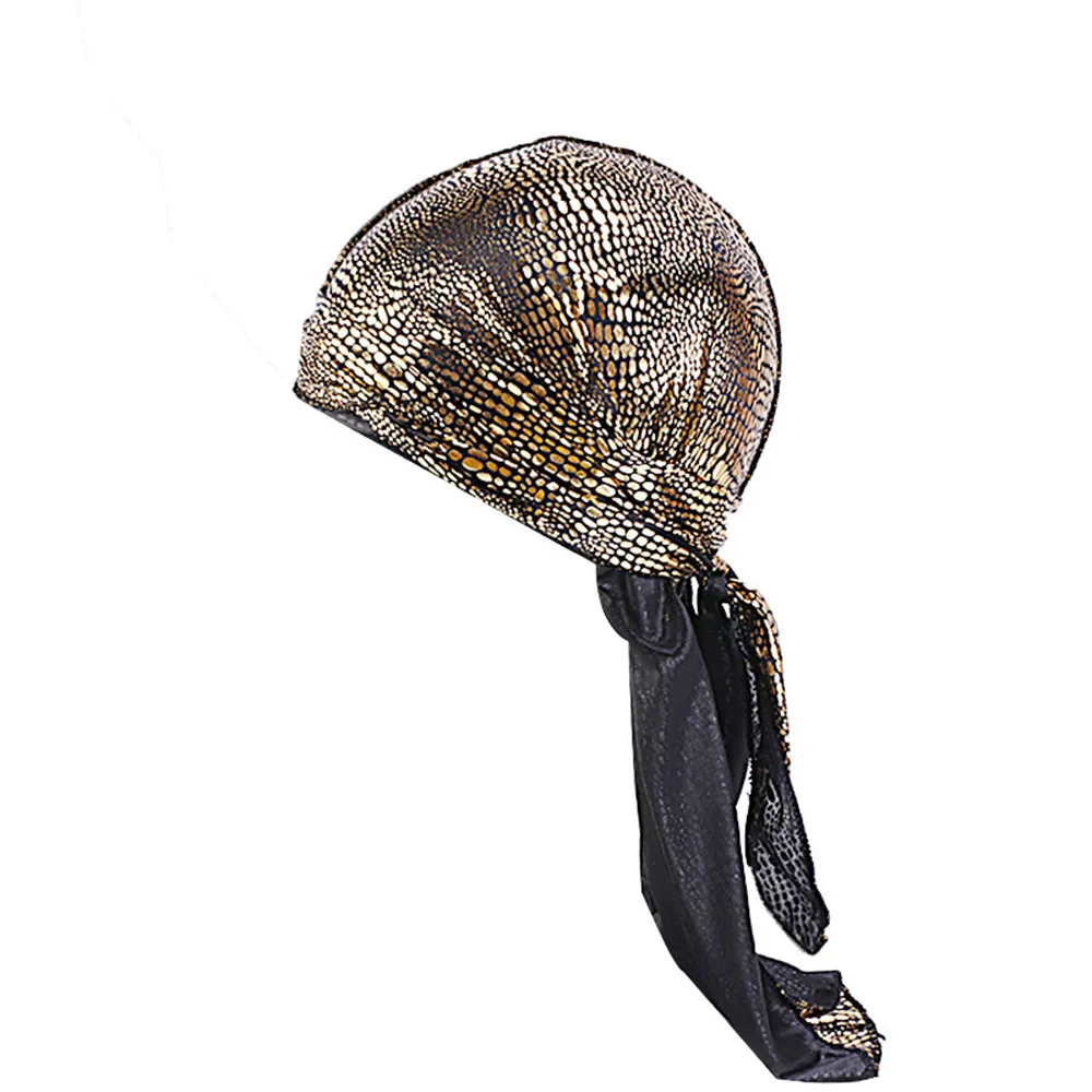 Новинка 2019 года Череп узор Durag для мужчин золото Durags модные Байкер Headwrap Кепка chemo пиратская шляпа аксессуары для волос