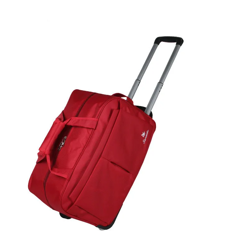 

New Fashion Travel Bag On Wheels Suitcase Trolley Solid Nylon Waterproof Men Women Rolling Travel Luggage Case With Drawbars