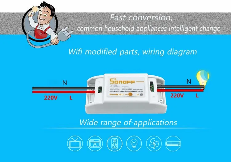 5 шт. Sonoff APP Switch интеллектуальный универсальный беспроводной DIY переключатель MQTT COAP Android IOS пульт дистанционного управления Wifi переключатель для умного дома