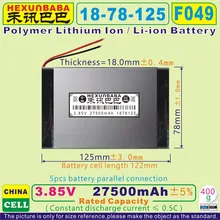 [F049] 3,85 V, 3,8 V, 3,7 V 27500 мА/ч, [1878125] PLIB(полимерный литий-ионный/литий-ионный аккумулятор) для мобильного телефона; планшетный ПК, power bank, средней длины