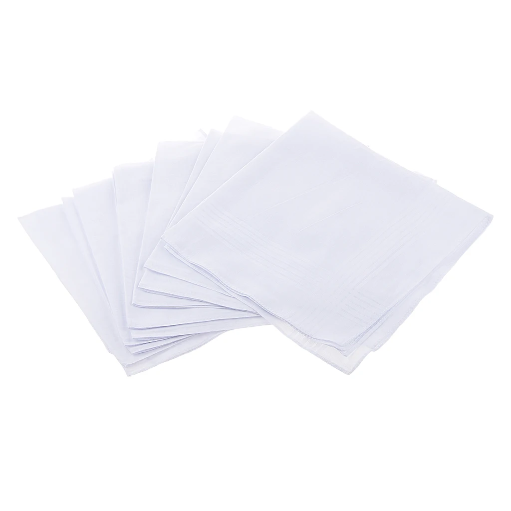  Pack of 12 Cotton Handkerchiefs Pocket Handkerchiefs Men Women Business Hanky Elegant Square Handke