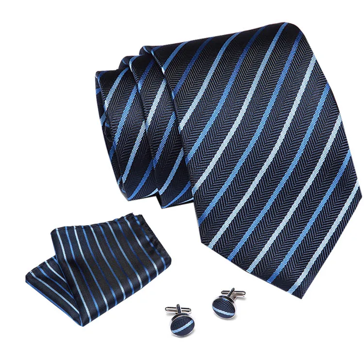 Мужской галстук шелк жаккард тканый галстук носовой платок Запонки Наборы для формальных Свадебная деловая вечеринка галстук костюм 7,5 см Ширина