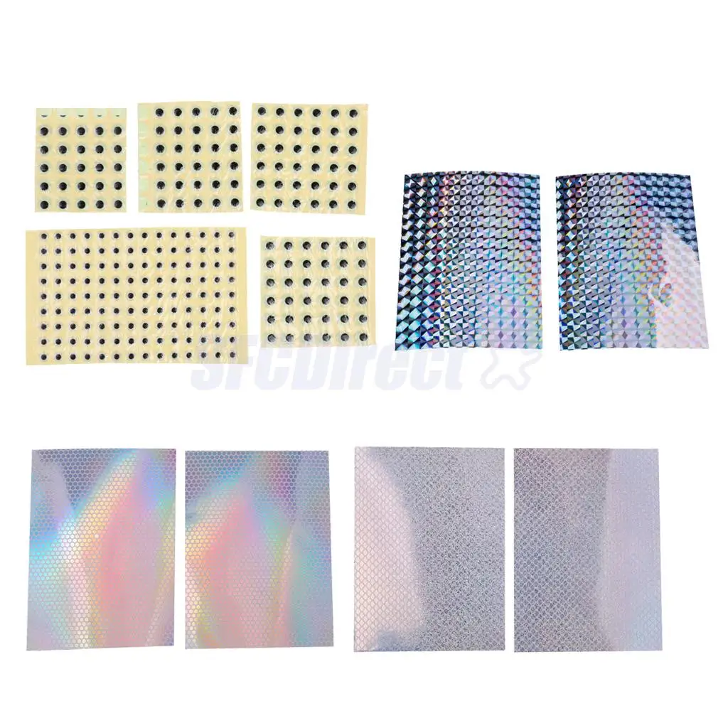 6Pcs Adhesive Holographic Fishing Lure Tape Reflective Scale + 250Pcs