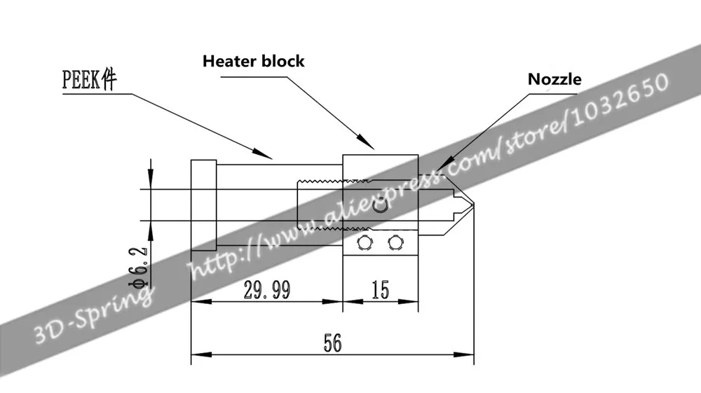 FDM Hotend tmtctw сопло экструдера комплект M10 с немецкий Peek для 3D-принтеры Универсальный 1,75 мм 3 мм печатающей головки