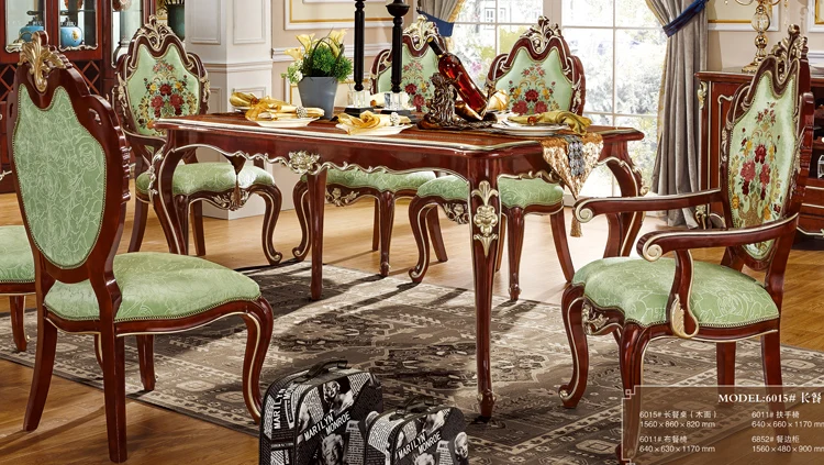 Popular heavy-duty white high marble top wooden dining table and chairs - 6015 Popular heavy-duty white high marble top wooden dining table and chairs - 6015
