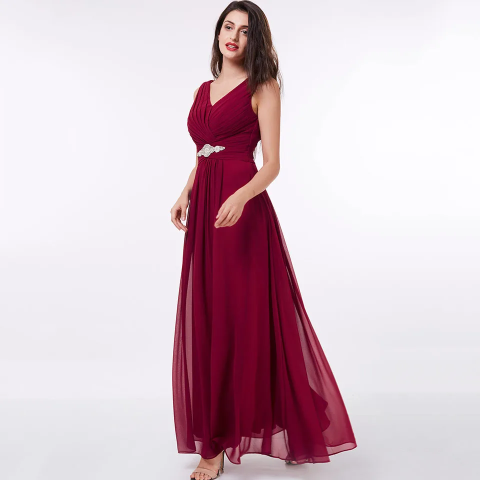 Dressv бордовое длинное недорогое вечернее платье с v-образным вырезом на молнии с бисером, плиссированное свадебное вечернее платье трапециевидной формы вечернее платье es