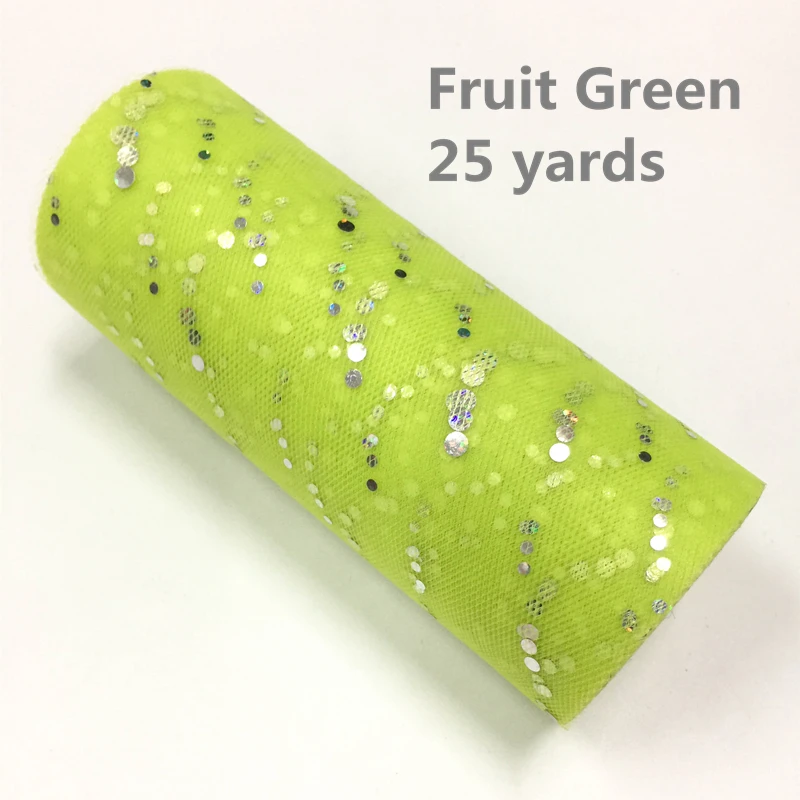 15 см, 25 ярдов, тюль, рулон, Блестящий тюль, ткань из органзы, рулон, свадебное украшение, для девочек, для дня рождения, вечеринки, принадлежности для детского душа - Цвет: Fruit Green
