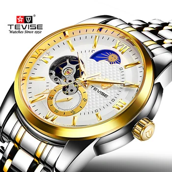 

TEVISE Self Wind Automatic Watch Men Mechanical Man Moon Phase Watches Luminous Hands Business Wristwatches Relogio Masculino
