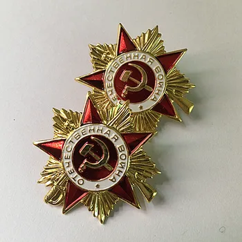 

10 pcs The symbol of war II of national defense hero Soviet emblem collar badge gold plated colored 32 mm souvenir badge