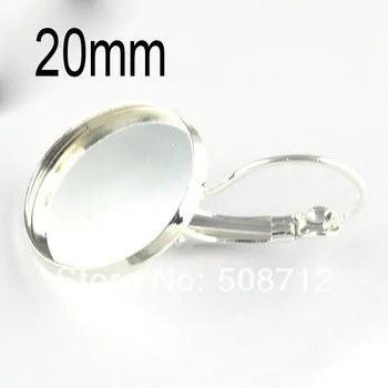 

Free shipping!!!100pcs Silver Plated Leverback Earring Base Earring Blanks For 20mm round Gemstone Cameo Setting