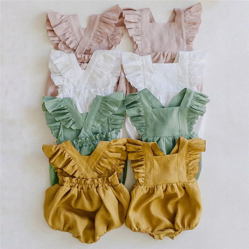 الوليد رومبير طفلة رومبير أكمام الصلبة طفلة الملابس 0-24 M الاطفال الملابس الطفل السروال القصير طفل زي