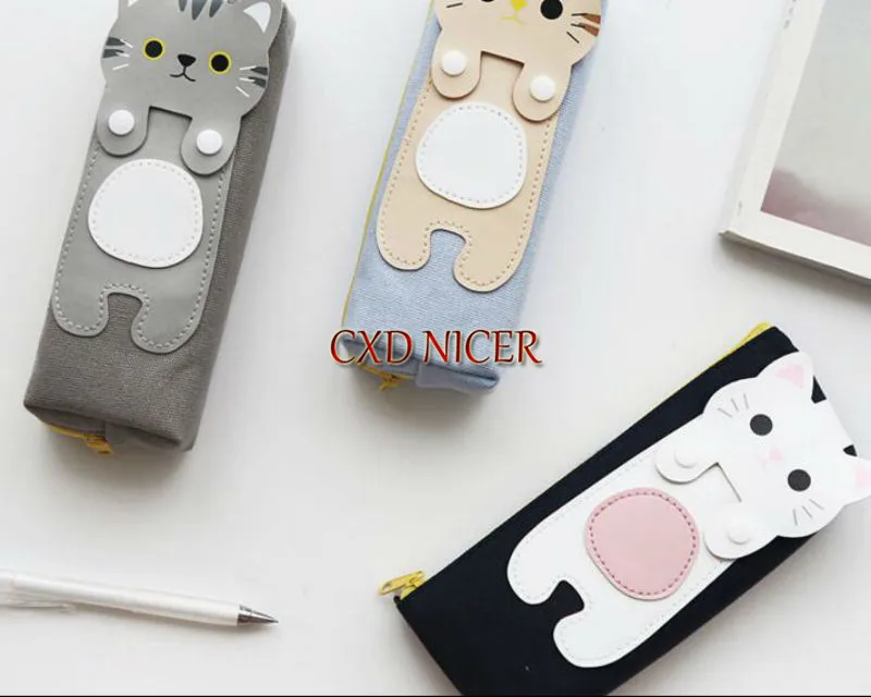 

Cat Black Pencil For A Boy And Girls Case Cosmetic Organizer School Bag Stationery Chancery Women's Handbags Cat Pencil Bag