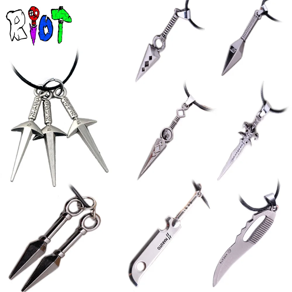 8style Anime Naruto series sword weapon model Leather Chain Choker