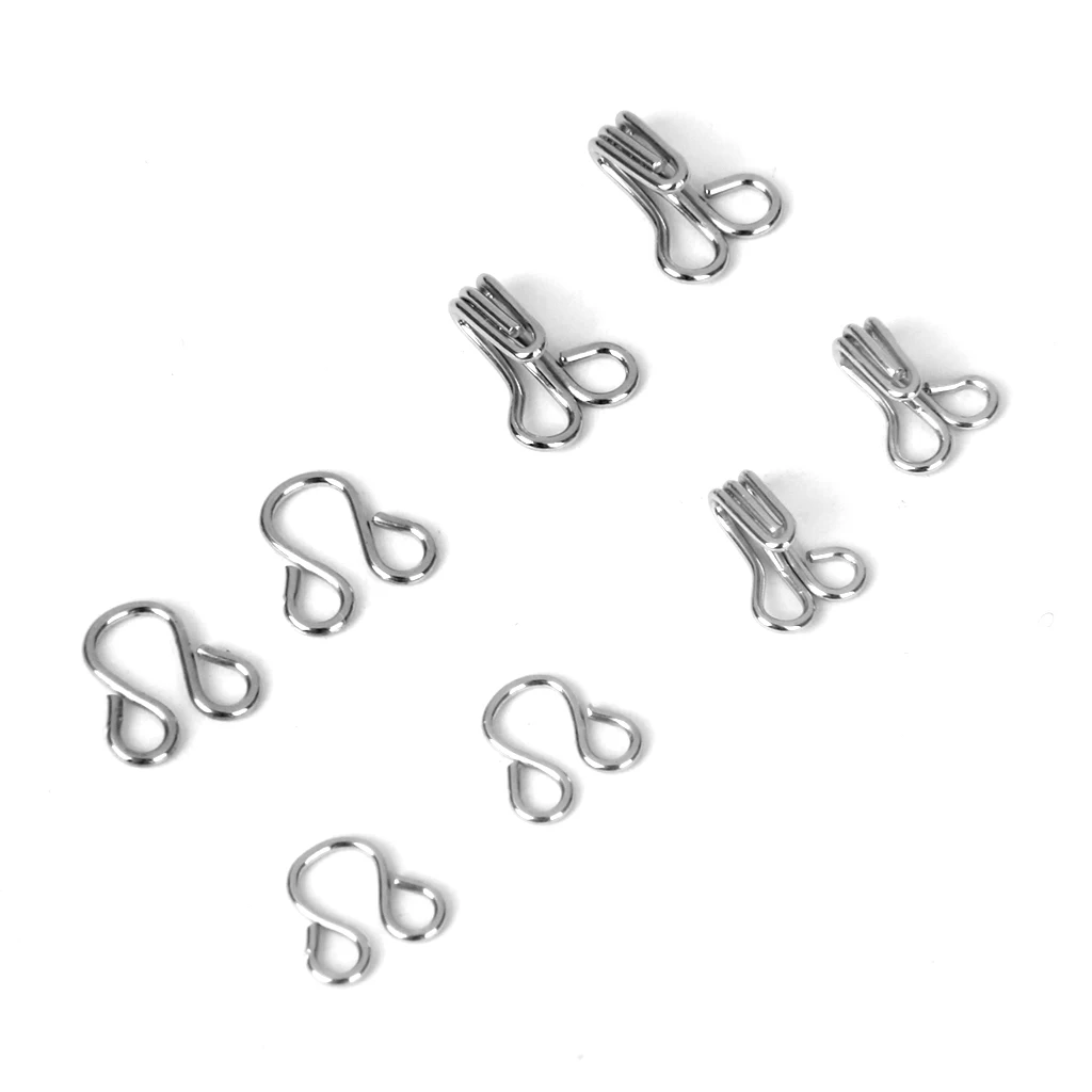 Stainless Steel Bra Hooks and Eyes Clothing Sewing for Skirt Bra Dress Trousers 8mm 10mm Pack of 36 Sets Silver