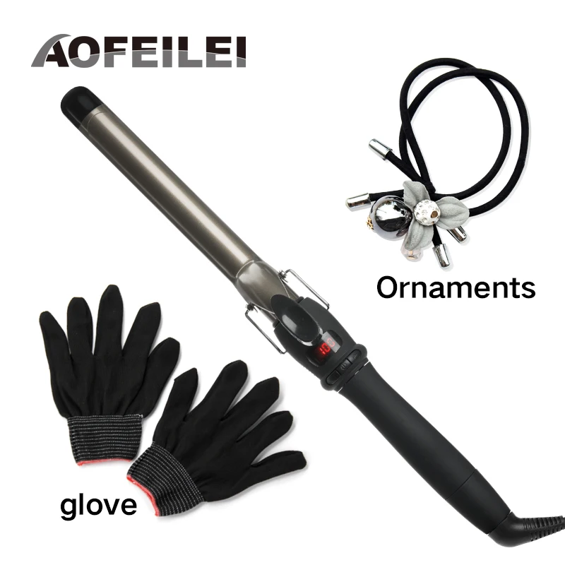 Ferramentas De Estilo De Controle De Temperatura Digital, Cerâmica Giratória Do Cabelo Curling Iron, Rolo De Modelador De Cabelo, Curling Wand, Plug
