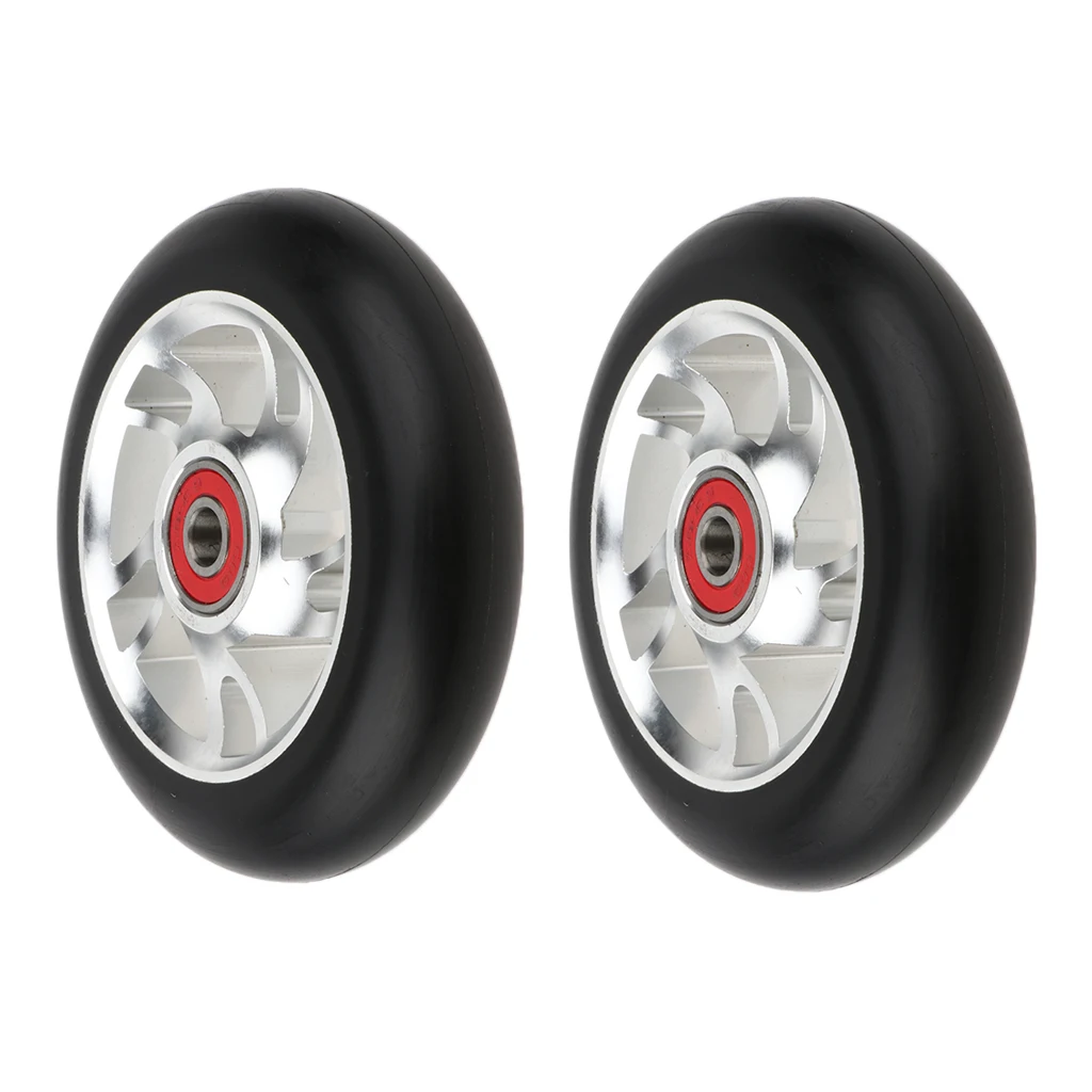 2pcs Replacement 100mm Push/Kick/Stunt Scooter Wheels with Bearings & Bushings