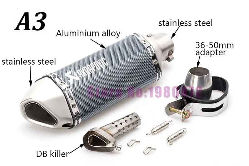 51mm Akrapovic silenciador de la motocicleta pequeña Hexagonal silenciador de Escape con Db asesino Ninja250/HL300/ZX6R silenciador de Escape escapar