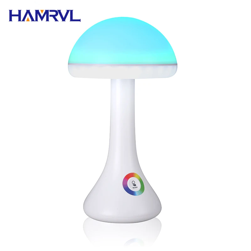

2018 NEW led mushroom lamp touch dimmable desk light RGB colorful atmosphere night light kids night light protect eyes bedroom